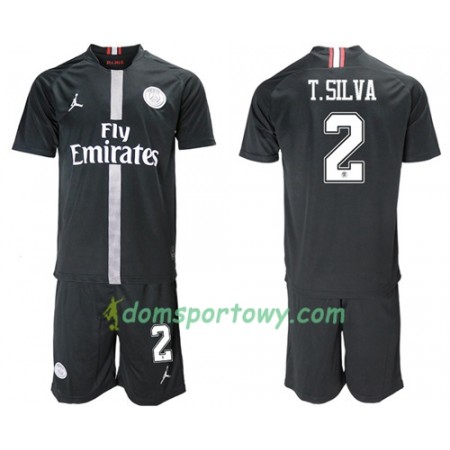 Koszulka Paris Saint-Germain T.Silva 2 Jodan Czarny Dziecięcy Trzeci Koszulki Piłkarskie 2018-2019 Krótki Rękaw